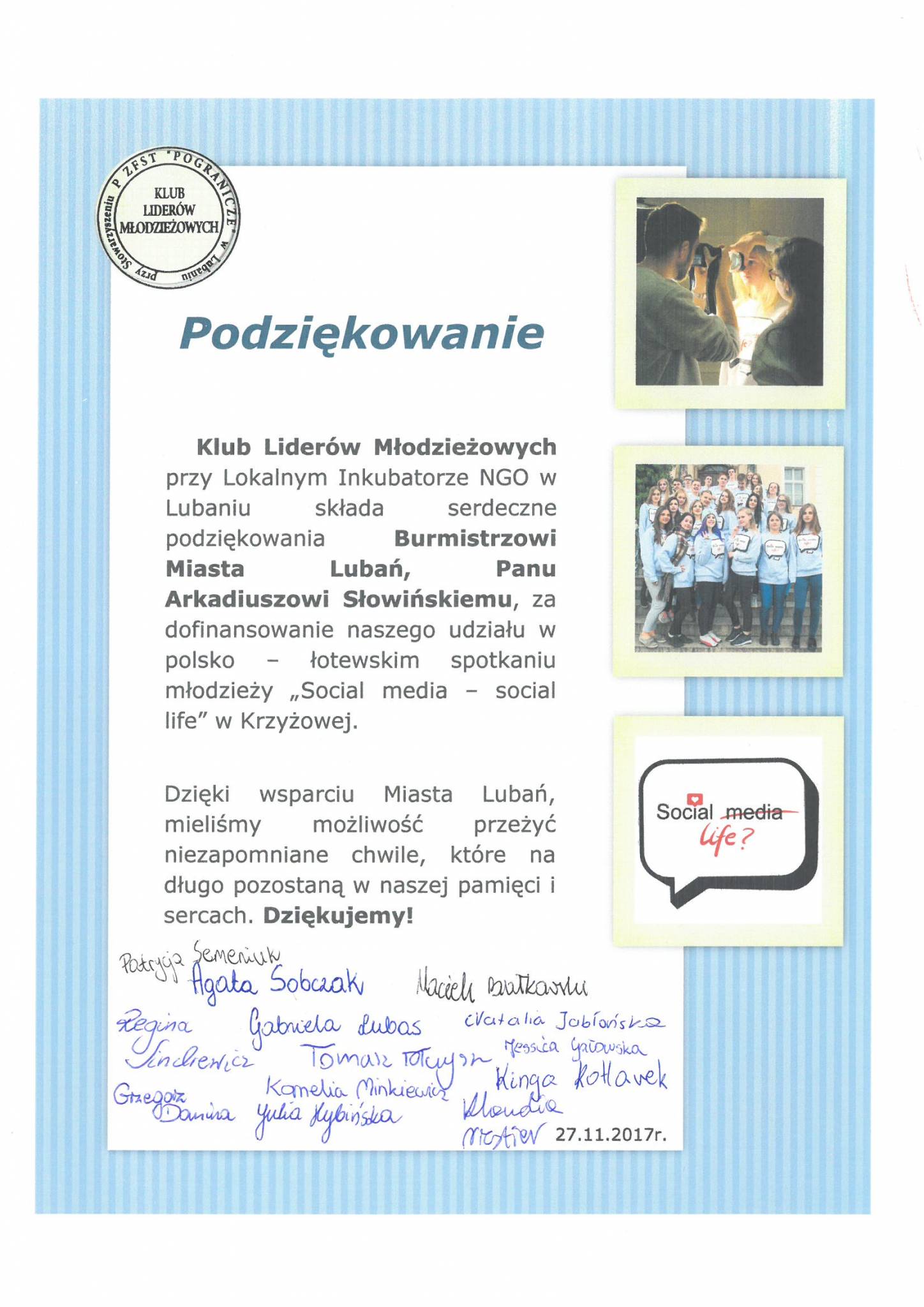 podziękowania